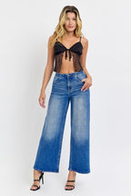 High-Rise Wide Leg Crop with Back Lace Detail