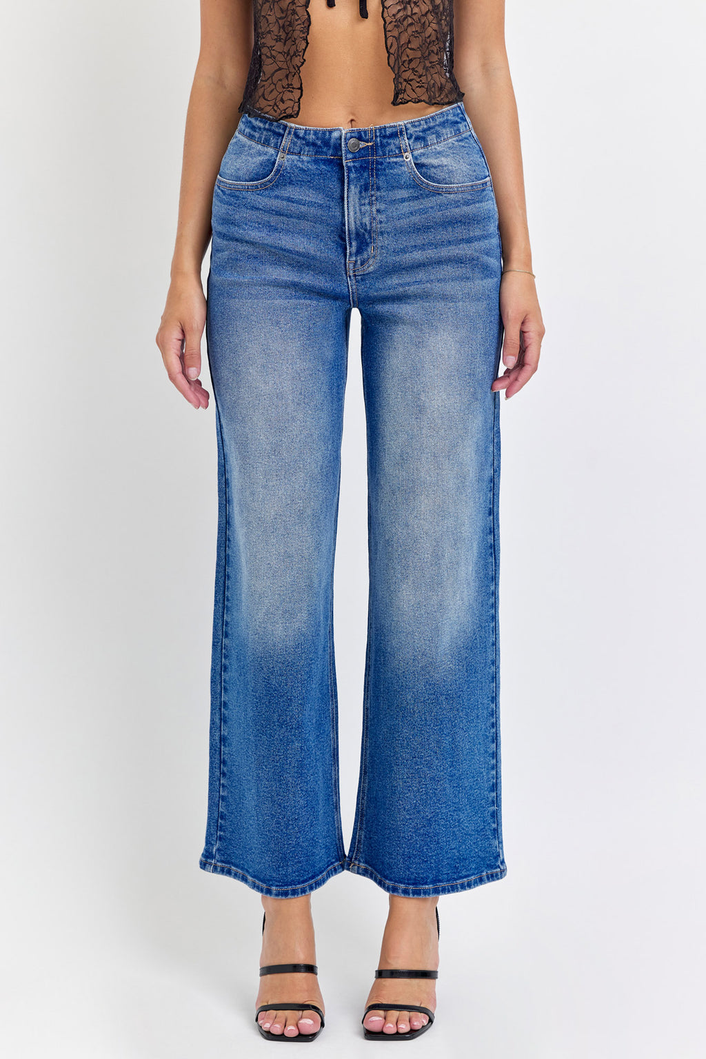 High-Rise Wide Leg Crop with Back Lace Detail