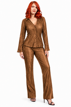 Bronze V-Neck Shirt With Buttons