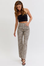 Leopard Super High Rise Dad Jean