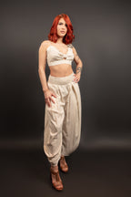 Oatmeal Waisted Band Long Pants