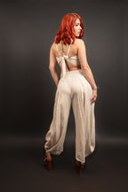 Oatmeal Waisted Band Long Pants