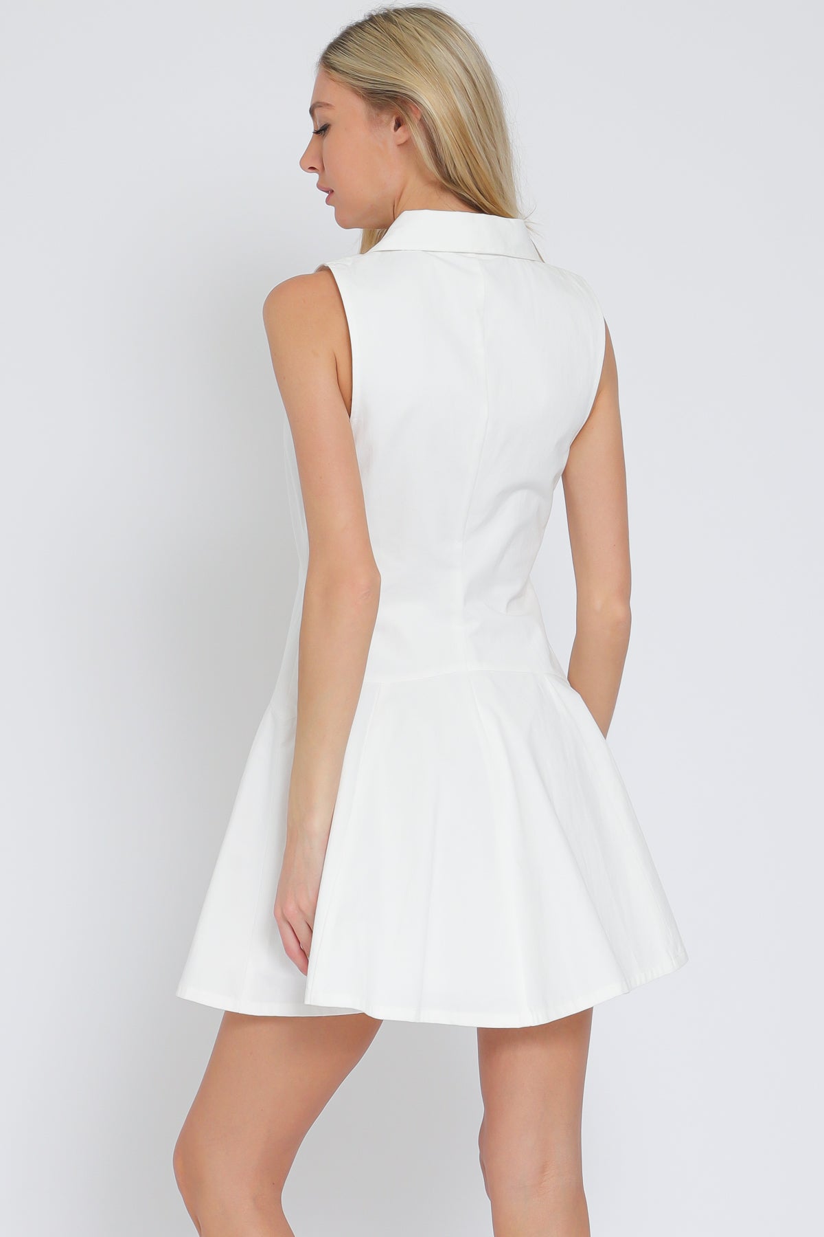 Off White Sleeveless Mini Dress