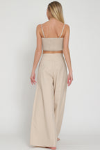 Beige High Waisted Long Pants