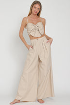 Beige High Waisted Long Pants