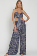 Navy Tie-Front Crop Top