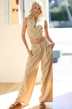 Beige High Waisted Long Pants