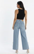 White Lace-Up Detail Denim Jeans