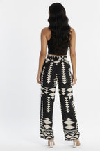 Black Paperbag Wide Leg Pants