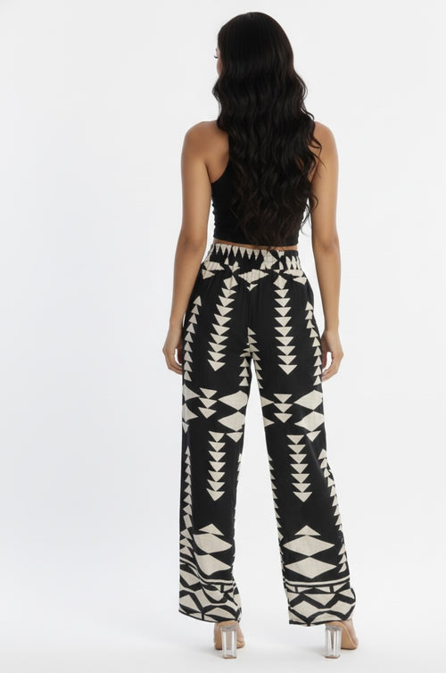 Black Paperbag Wide Leg Pants