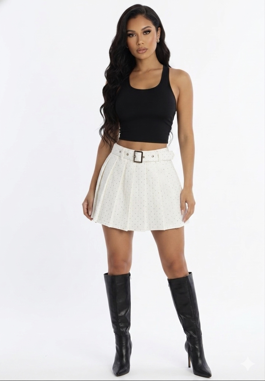 White Skirt W/ Stone