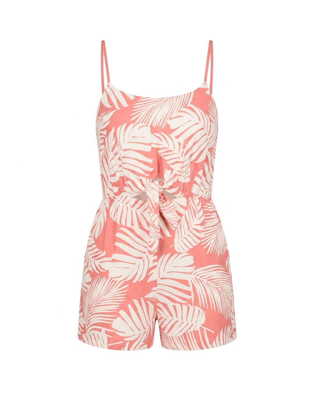 Leaf Print Tie-Front Romper