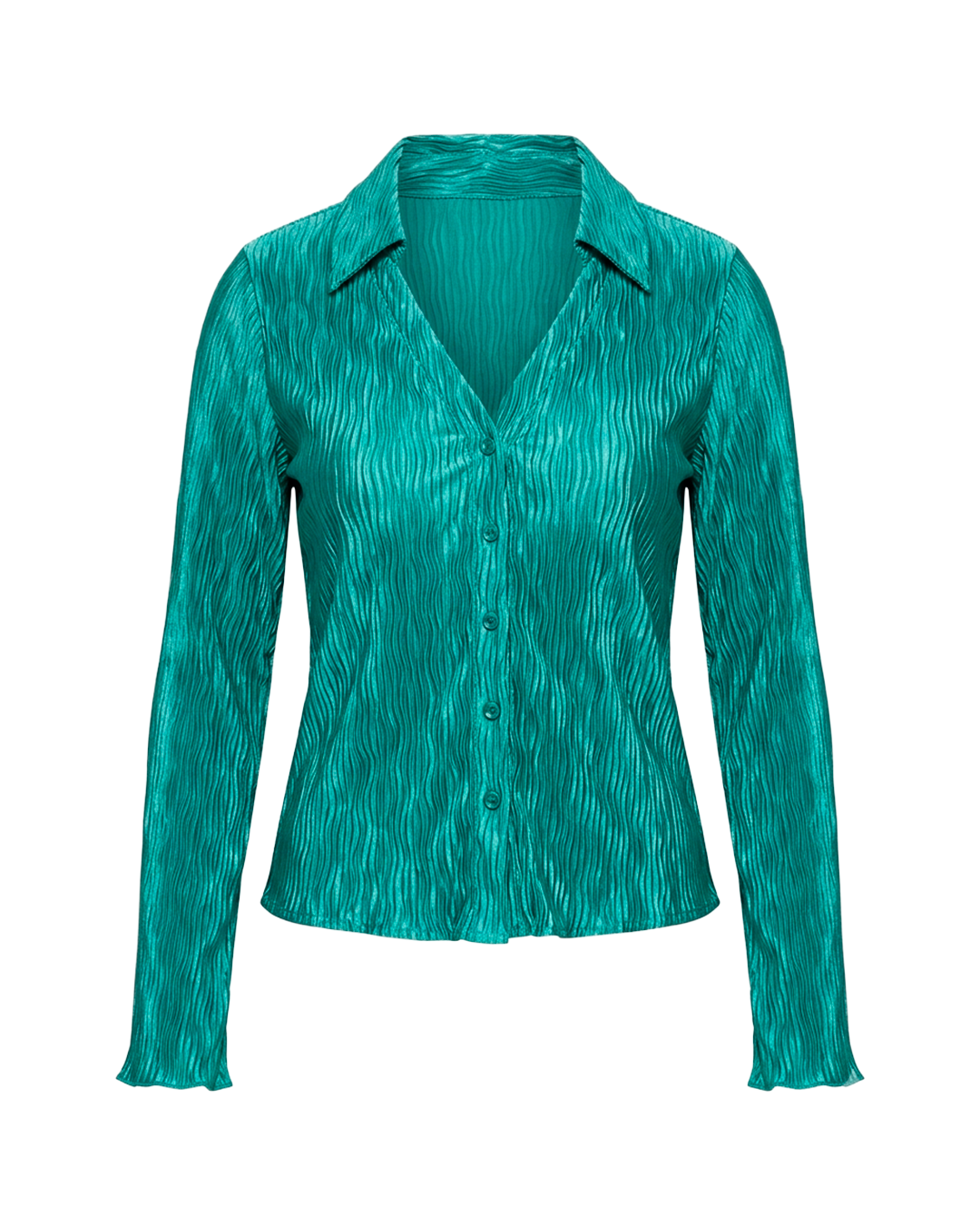 Green V-Neck Shirt With Buttons
