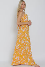 Yellow Strapless Tie-Back Jumpsuit