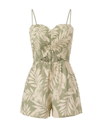 Smocked Leaf Print Romper