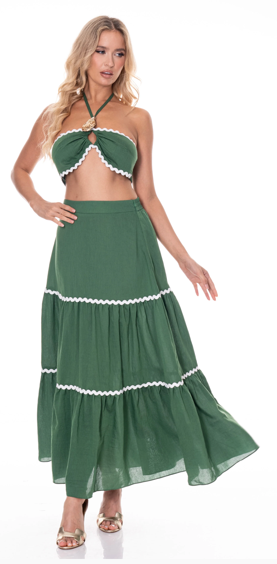 Green Skirt Two-Piece Set