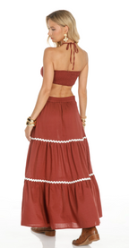 Brown Skirt Two-Piece Set