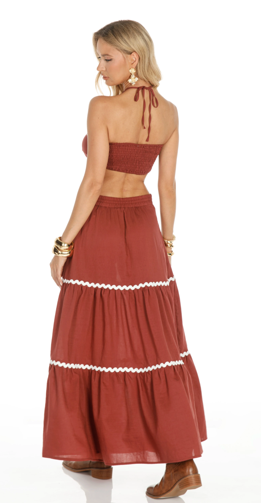 Brown Skirt Two-Piece Set