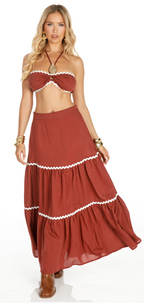 Brown Skirt Two-Piece Set