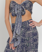 Navy Tie-Front Crop Top