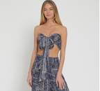 Navy Tie-Front Crop Top
