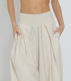Oatmeal Elastic Waistband Pants
