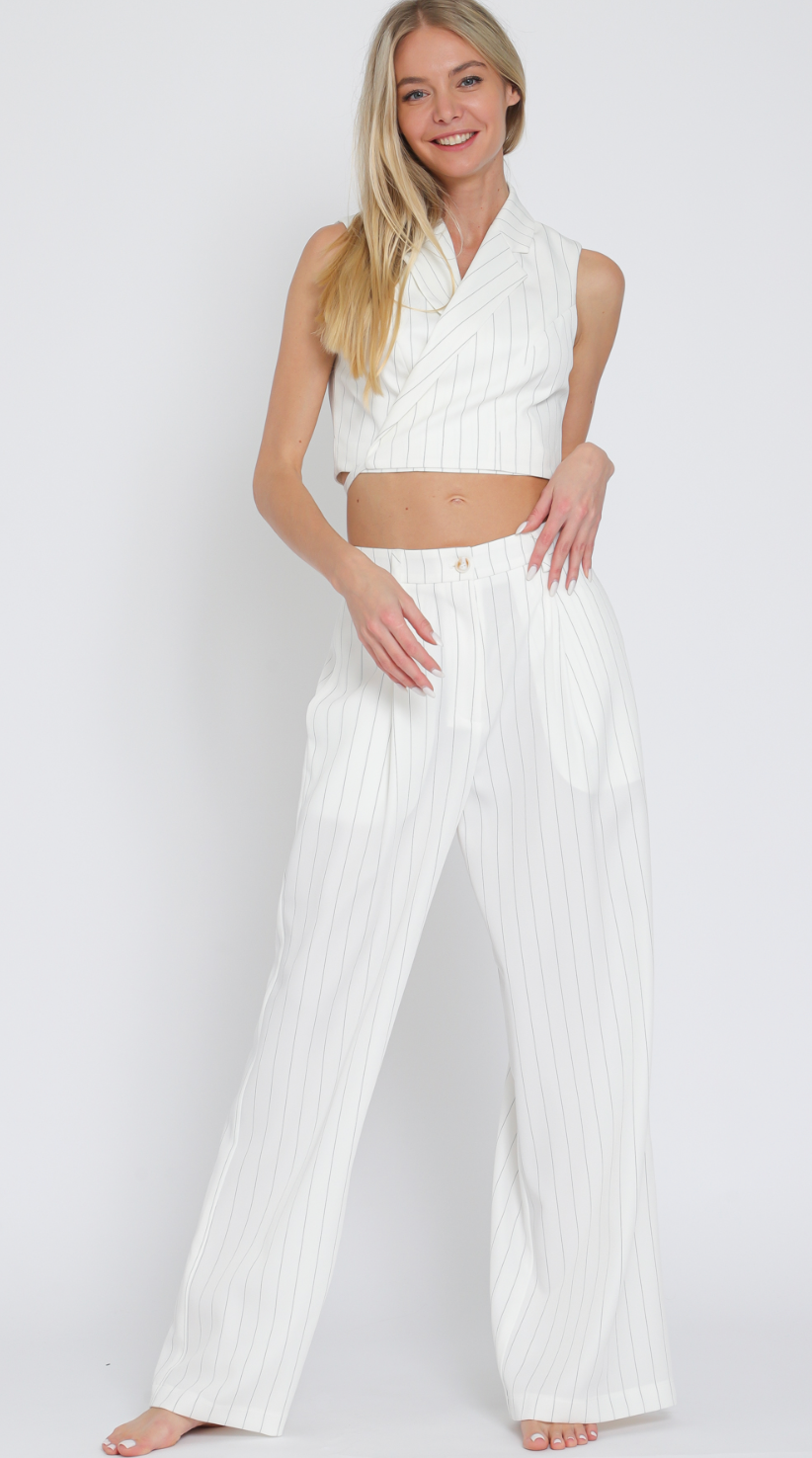 Off White High Waisted Long Pants