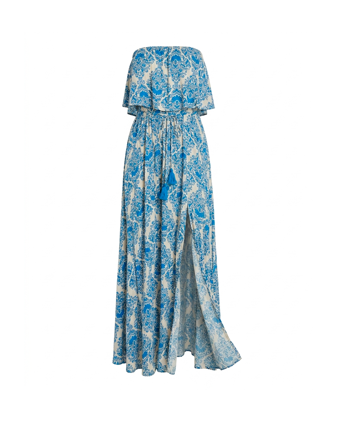 Turquoise Strapless Belted Maxi Dress