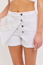 High-Rise Buttoned White Skirt